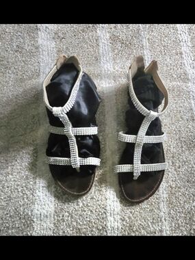 Jessica Simpson Black Sandals with Rhinestone Straps